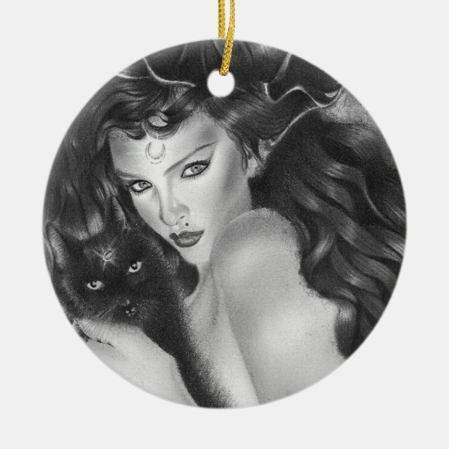 Ornamento Bewitched del navidad del gatito (Frente)