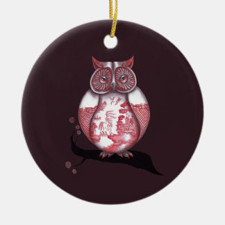 Ornamento bilateral del búho del sauce rojo