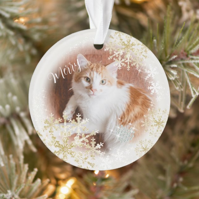 Ornamento blanco de Navidades gatos mascotas (Árbol)