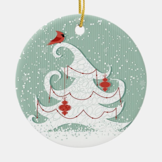 Ornamento blanco del árbol (Frente)