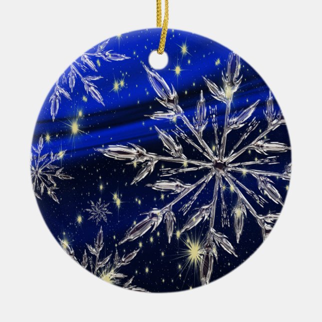 Ornamento blanco del azul de la nieve (Frente)