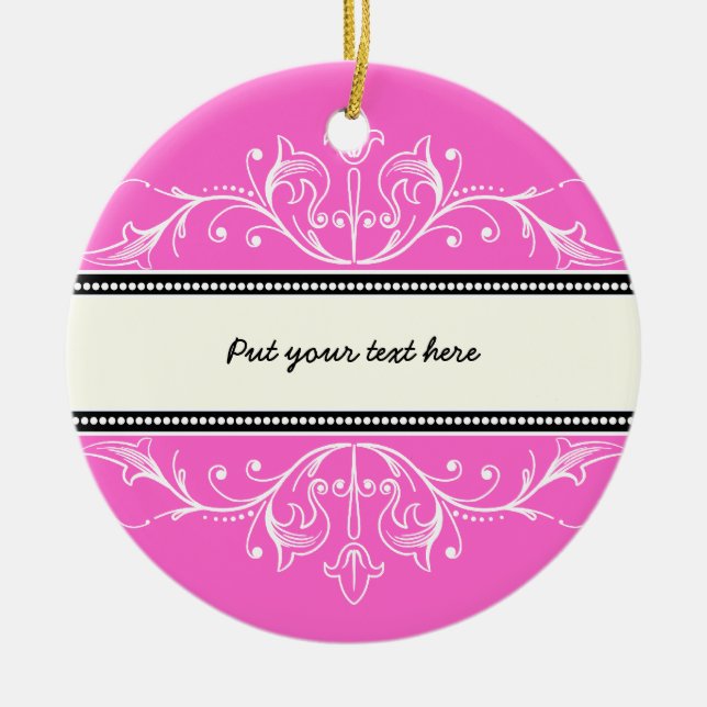 Ornamento blanco rosado de borde ornamental (Frente)