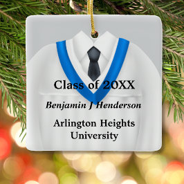 Ornamento blanco y azul de los machos con bata