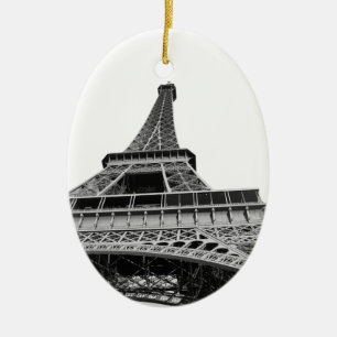 Ornamento blanco y negro de la torre Eiffel