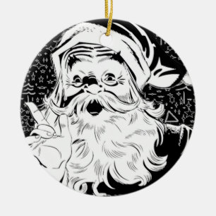 Ornamento blanco y negro de Santa