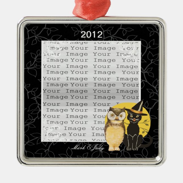 Ornamento Boda de Cat & Owl Halloween (Frente)