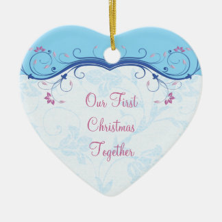 Ornamento Boda de corazón de la primera Navidad ju
