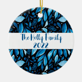 Ornamento Botánico Personalizado Negro y Azul