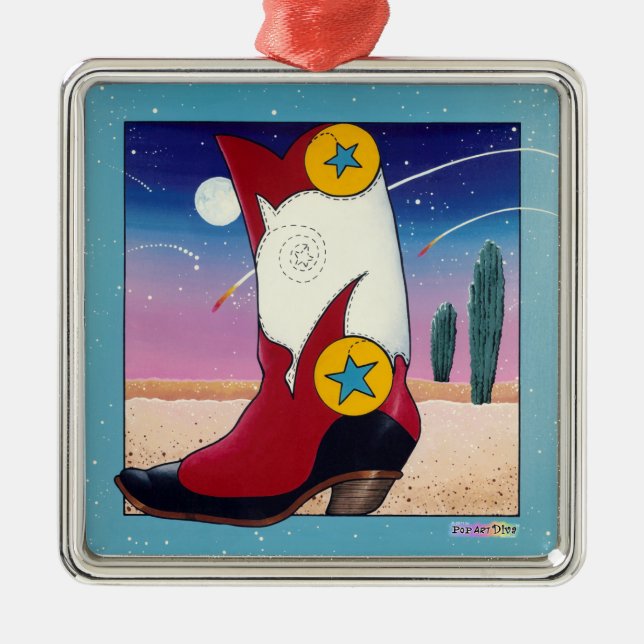 Ornamento - Bote de Cowboy, todo vestido (Frente)