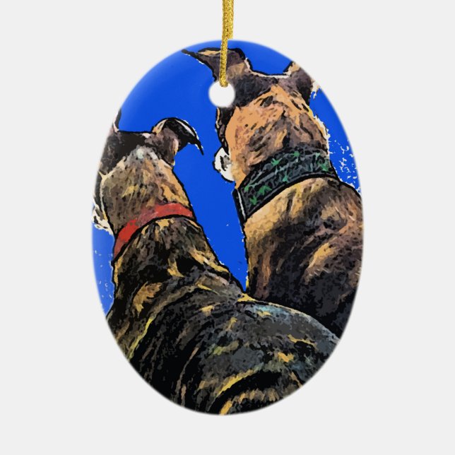 Ornamento Brindle del navidad del galgo (Frente)