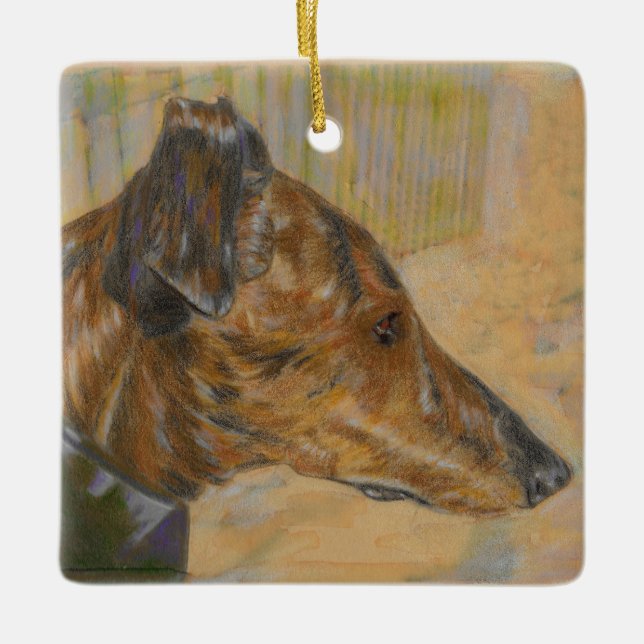 Ornamento Brindle del navidad del galgo (Anverso)