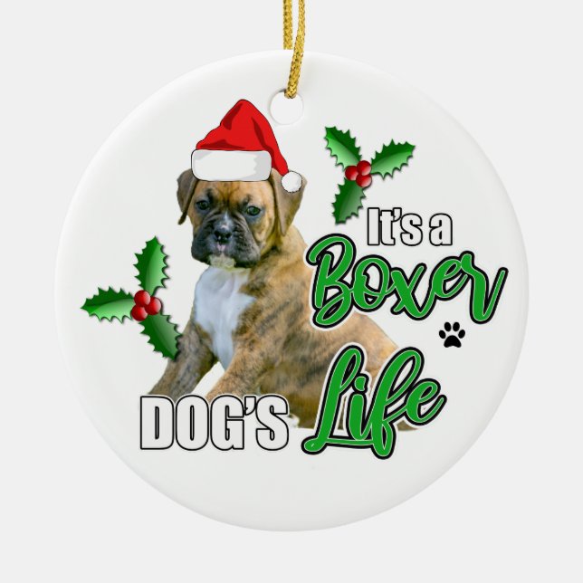 Ornamento Brindle del navidad del perrito del (Frente)