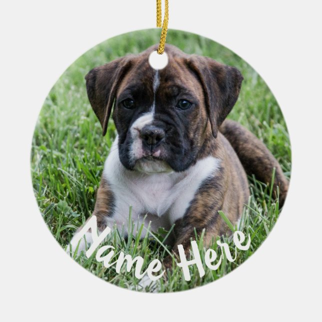 Ornamento Brindle del navidad del perrito del (Frente)