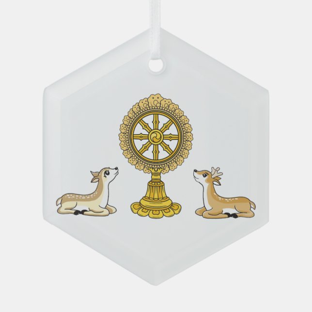 Ornamento Buda Dharma Wheel & Deers (Anverso)