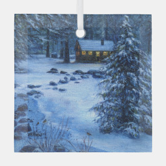 Ornamento "Cabina acogedora en la nieve"