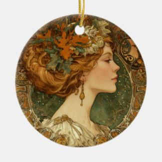 Ornamento Cameo de otoño - Estilo Art Nouveau vint