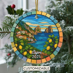 Ornamento capri de vidrio templado personalizado,