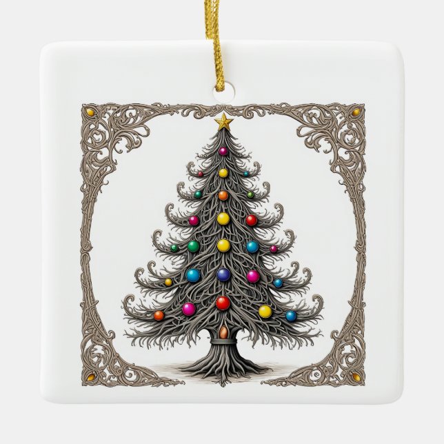 Ornamento caprichoso de árbol de navidad vintage - (Anverso)