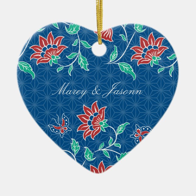 Ornamento cardíaco Boda Aiyana Floral Batik (Frente)