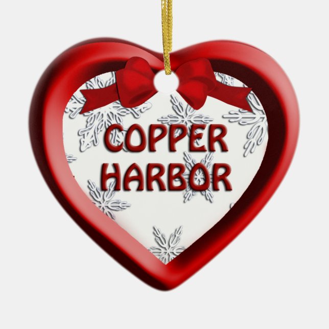 Ornamento cardíaco copper Harbour Michigan Snowfla (Frente)