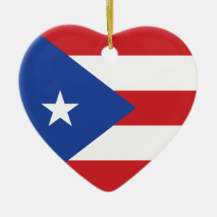 Ornamento cardíaco de bandera de Puerto Rico