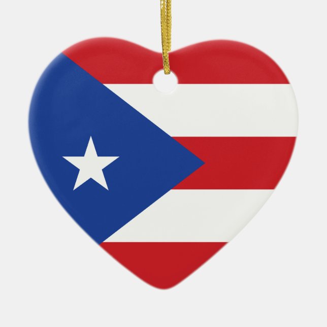 Ornamento cardíaco de bandera de Puerto Rico (Frente)