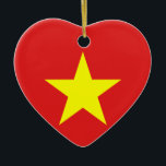 Ornamento cardíaco de estrella amarilla de la band<br><div class="desc">Bandera de Vietnam. Diseño en adorno cardíaco. Ropa,  accesorios,  productos de oficina,  productos para el hogar y más...  No olvides toda la colección.</div>