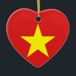 Ornamento cardíaco de estrella amarilla de la band<br><div class="desc">Bandera de Vietnam. Diseño en adorno cardíaco. Ropa,  accesorios,  productos de oficina,  productos para el hogar y más...  No olvides toda la colección.</div>