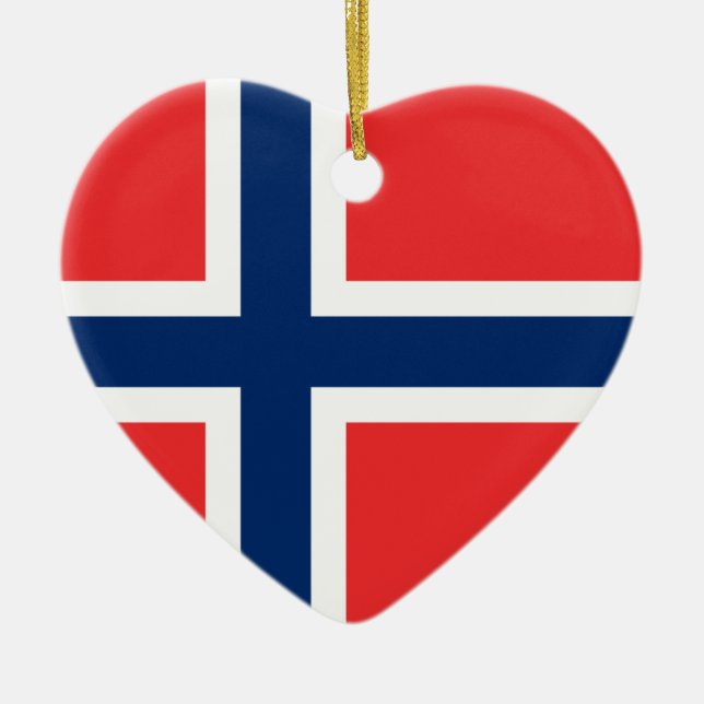 Ornamento cardíaco de la bandera de Noruega (Frente)