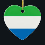 Ornamento cardíaco de la bandera de Sierra Leona<br><div class="desc">Ornamento cardíaco con la bandera de Sierra Leona.</div>