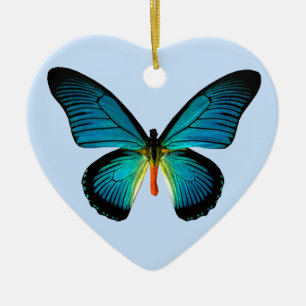 Ornamento cardíaco de mariposa azul