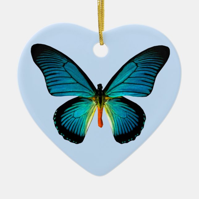 Ornamento cardíaco de mariposa azul (Frente)