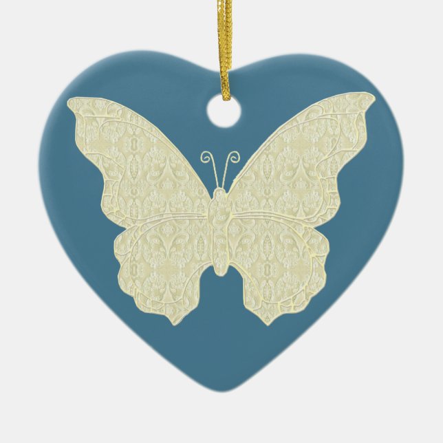 Ornamento cardíaco de mariposa de encaje (Frente)