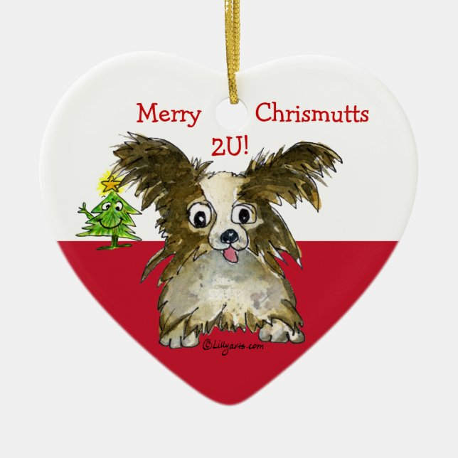 Ornamento cardíaco de perro porcino Personalizado (Frente)