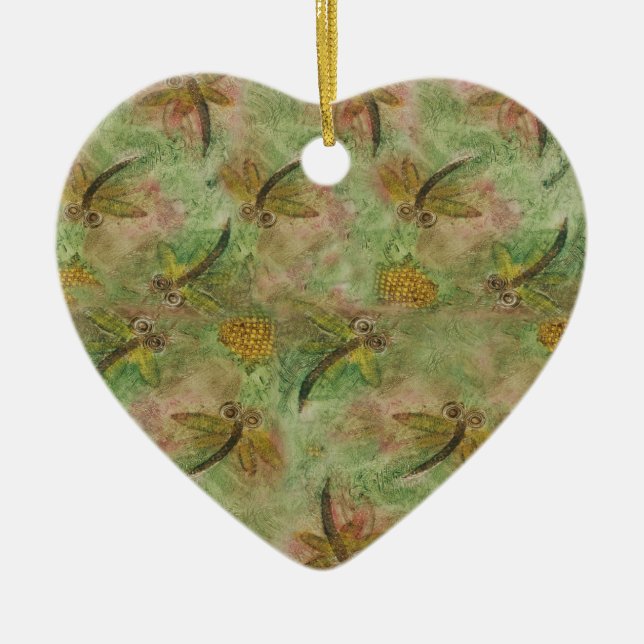 Ornamento cardíaco del algodón de la libélula (Frente)