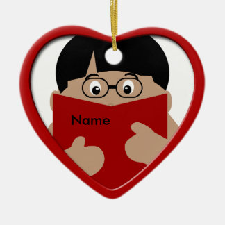 Ornamento cardíaco para Navidades lectoras de niño