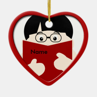 Ornamento cardíaco para Navidades lectoras de niño