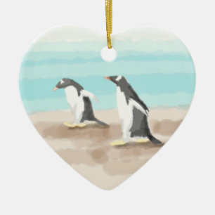 Ornamento cardíaco Penguin Duo