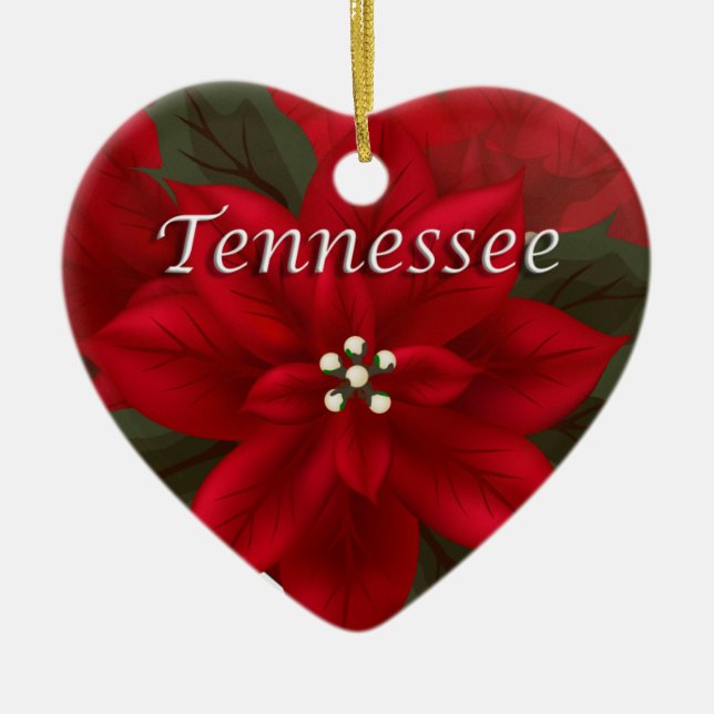 Ornamento cardíaco Tennessee Red Poinsettia (Frente)