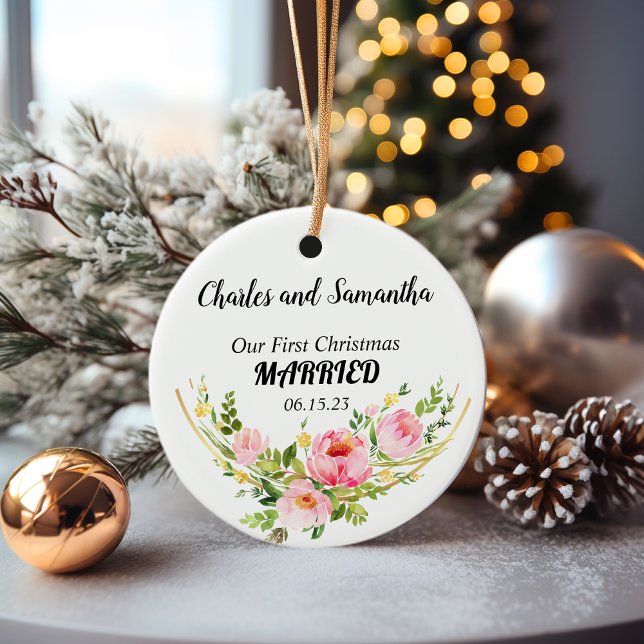 Ornamento casado de primera Navidad personalizado (First Christmas Married Ornament)