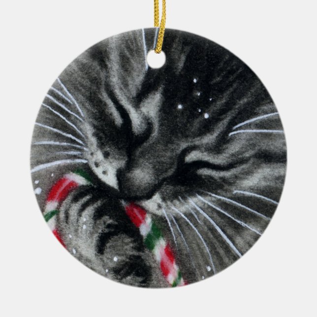Ornamento CAT de Candy Cane Kitten (Frente)