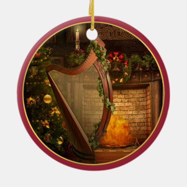 Ornamento céltico del navidad de la arpa (Atrás)