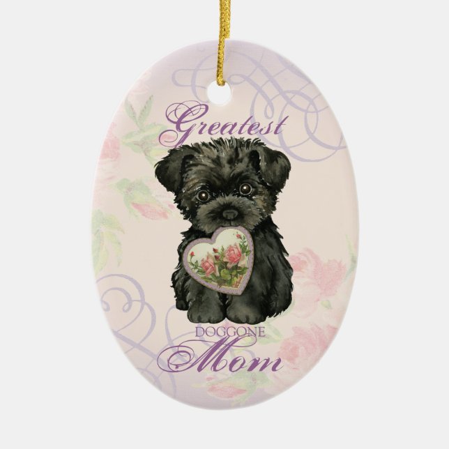 Ornamento cerámico Affenpinscher Heart Mom (Frente)