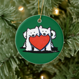 Ornamento cerámico americano Eskimo Heartfelt Duo