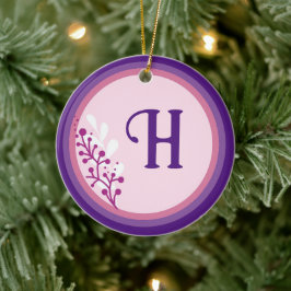Ornamento cerámico - Añade tu inicial - Púrpura