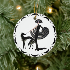 Ornamento cerámico Art Deco Borzoi
