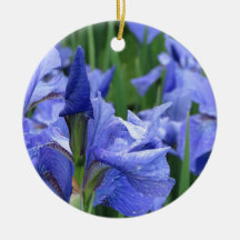 Ornamento cerámico azul oscuro de iris