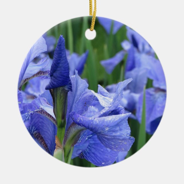 Ornamento cerámico azul oscuro de iris (Frente)