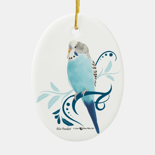 Ornamento cerámico Blue Parakeet (Frente)