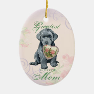 Ornamento cerámico Bouvier des Flandres Heart Mom